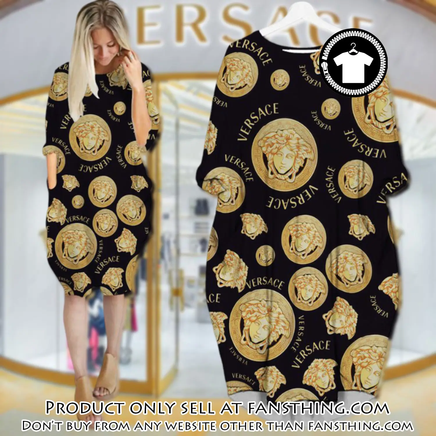 Gianni versace black batwing pocket dress luxury brand for women pd064 fst5925661